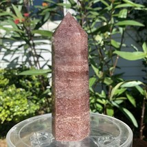 Large Strawberry Quartz Crystal Tower Point Obelisk Wand Polished Red Ch... - £19.17 GBP