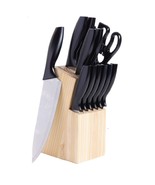 Gibson Helston 14pc Stainless Steel Cutlery Set With Pine Wood Block - £52.52 GBP