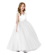 JISISANG White Satin Tulle Bow-Knot Flower Girl Dress Size 04 - $157.45 MXN JISISANG White Satin Tulle Bow-Knot Flower Girl Dress Size 04 - $157.45 MXN