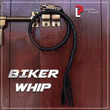 Real Leather Motorcycle Get 36" Back Whip Black Braided Biker Handlebar ... - $45.99