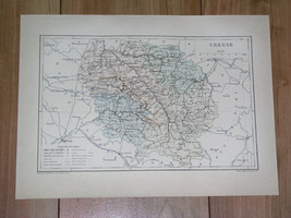 1887 Original Antique Map Of Department Of Creuse Gueret / France - £17.11 GBP