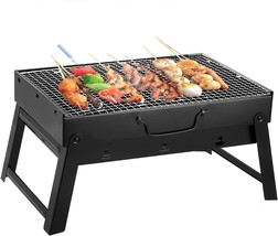 Barbecue Charcoal Grill 17&quot; Stainless Steel Folding Portable Bbq Grill Tool Kits - $39.99