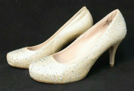 de Blossom Rhinestone Glitter High Heel Size 10 Stiletto Platform Almondtoe Pump - £14.95 GBP