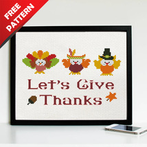 3 Turkeys Thanksgiving Quote Free cross stitch PDF pattern - £0.00 GBP
