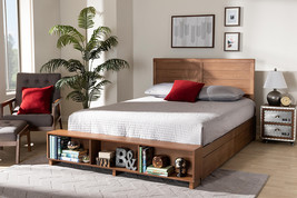 Burma Ash Walnut Brown Queen Size 4-Drawer Platform Storage Bed w/Shelves - €638,49 EUR
