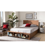 Burma Ash Walnut Brown Queen Size 4-Drawer Platform Storage Bed w/Shelves - $745.00