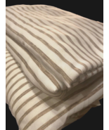Twin Sheet Set White Brown Pinstripe Ticking Stripe Flat Fitted &amp; 1 Pill... - $480.14 MXN