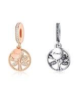 925 Silver Beads Charms Rose Gold Family Tree Of Life Pendant Beads For ... - £23.97 GBP