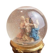 Sankyo Musical Snow Water Globe Sculpted Base Jesus loves the little chi... - $19.34