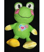 Dan Dee Green Knit Plush Frog 9&quot; Heart Mouth Stuffed Soft Toy Valentines... - £10.07 GBP