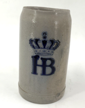 Vintage HB Beer Stein Hofbrauhaus Munchen 1 liter 7in Tall Germany Grey &amp; Blue - £11.86 GBP