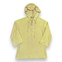 Vtg West-set California Pale Yellow Tie Front Tunic Chamois Hood Pullove... - £21.41 GBP