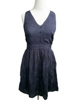 Ann Taylor Loft Ladies Sleeveless Vneck Solid Navy Embroidery Lined Dress Nwt 00 - $48.20