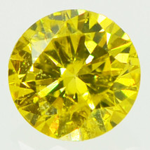 Round Cut Diamond Fancy Yellow SI1 Loose Certified Natural Enhanced 0.53 Carat - £390.07 GBP