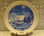 Christmas 1977 Collector Plate Blue w/ Horse &amp; Carriage Carollers  - $17.99