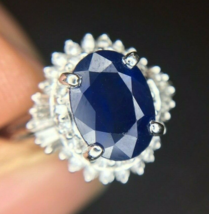 Platinum 1.42ct Blue Genuine Natural Sapphire and Diamond Ring w/ Report (#J487) - £2,638.70 GBP