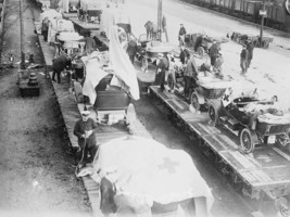 German Red Cross supplies are loaded into vehicles 1914 World War I 8x10... - $8.81