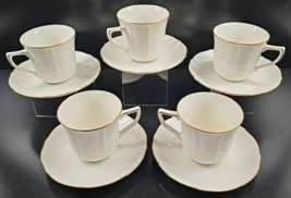 5 Noritake Chandon Cups Saucers Set White Floral Gold Trim Coffee Tea Dishes Lot - $66.20