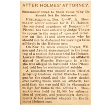 1895 H.H. Holmes Attorney Article Worlds Fair Serial Killer Victorian F13J - $564.18 MXN