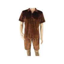 Men 2pc Stacy Adams leisure jogging suit Shorts Set Summer 3820 Brown Velvet image 3