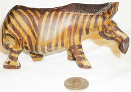 AFRICAN ART WOOD CARVED ZEBRA FIGURINE - £12.74 GBP