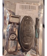 Strap Keychain w/ Ring &amp; Fob Cover Black Leather Key Chain For Nissan - $13.70 CAD