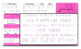 Rare Earth Concert Ticket Stub December 31 1992 Orlando Florida - £19.48 GBP