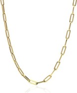 14k Yellow Gold Paperclip Chain Cable Bracelet Necklace 18” silver Hollow - $84.15