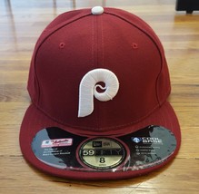 New Era 59Fifty Philadelphia Phillies Alternate Maroon On Field Fitted Hat Cap 8 - £36.07 GBP