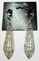 Franco Gia Silver Plated Earrings Special Occasion C Z&#39;s Layered Rows  #38 - £21.34 GBP