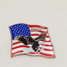 Bush Gardens American Flag Bald Eagle Lapel Hat Pin 1&quot; Metal Enamel Patriotic - £14.07 GBP