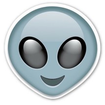 x3 10cm Vinyl Stickers emoji laptop alien grey extraterrestrial UFO Roswell car - £3.44 GBP