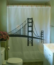 Printed Shower Curtain Golden Gate bridge San Francisco bay America Cali... - £70.79 GBP