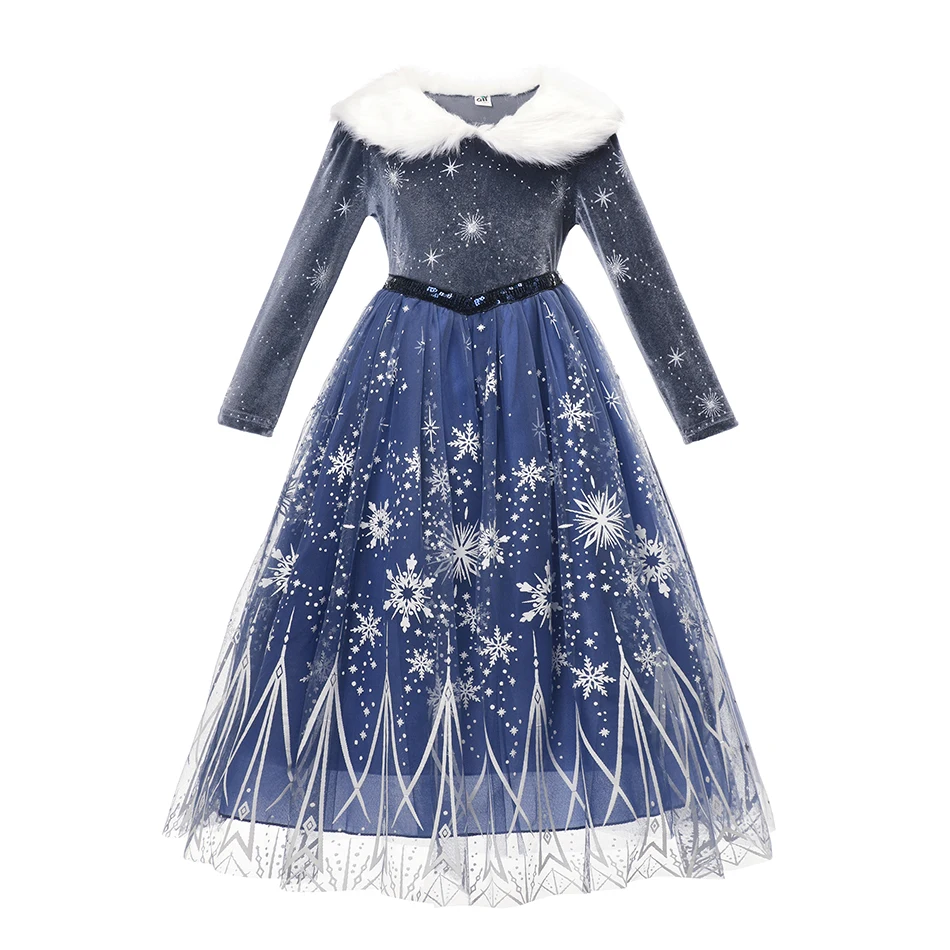 Play Frozen Winter A Princess Dress Kid Girl Snow Quee Vestido CosPlay Clothing  - £31.07 GBP