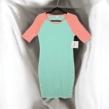 LuLaRoe Julia T-Shirt Dress Womens Small Green Pink Casual Stretchy Short Sleeve - £10.80 GBP