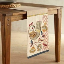 Pier 1 Imports Folksy Finch Birds Embroidered 13 x 72 Table Runner - £33.56 GBP