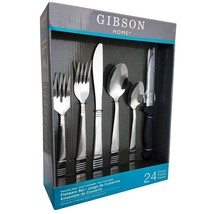 Gibson Palmore Plus 24 Piece Stainless Steel Flatware Set with 4 Steak K... - £36.66 GBP