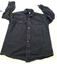 Carhartt Black Cotton Workwear Button Up Large Long Sleeve Shirt Double ... - $14.25