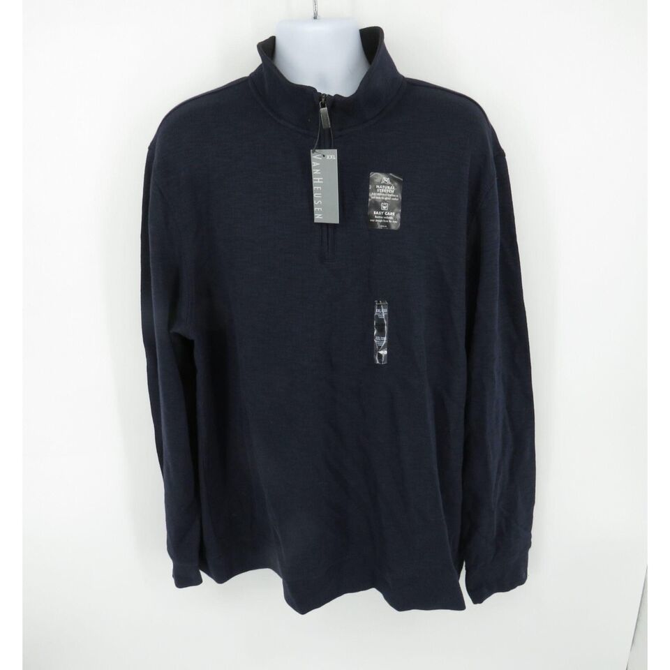 Van Heusen Mens 1/4 Zip Navy  Blue Pullover Shirt XXL NWT $60 - $19.00