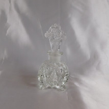 Footed Cut Glass Perfume Bottle with Flower Stopper # 23440 - $21.73