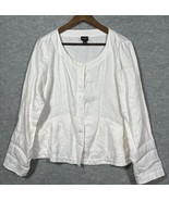 Eileen Fisher Jacket M 100% Linen White Round Neck Lagenlook Coastal Nat... - $489.19 MXN