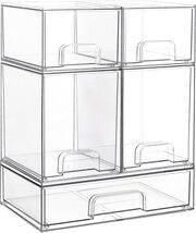 Space-Saving Set of 5 Clear Stackable Storage Drawers - Organize with El... - $102.91