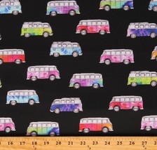 Cotton Colorful Buses Vehicles Magic Bus Fabric Print by the Yard D586.53 - £9.98 GBP