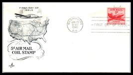 1948 WASHINGTON DC FDC Cover- 5c Air Mail Coil Stamp L6 - $2.96