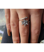 .925 Sterling Silver CZ Snowflake Adjustable Ring - £22.76 GBP