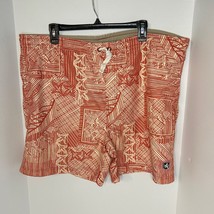 Nat Nast Sz Large Swim Trunks Board Shorts Men&#39;s Red Lined Drawstring Beach - $18.73