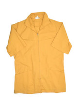 Vintage Mr Barco Loop Collar Shirt Mens 40 Yellow Full Zip Pleated Back ... - £34.35 GBP