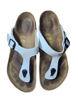 Birkenstock Gizeh Regular Fit Birko-Flor Patent White Sandals - Size 10/EUR 4 - £29.70 GBP