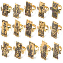 Adjustable Tarot Card Rings | Winged Stainless Steel Rider-Waite Jewelry | Astro - £13.92 GBP