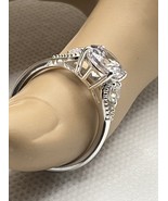 Three-Stone Insane Sparkle Lab Diamond Platinum Plated  / 925 Silver Rin... - $75.41 CAD
